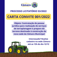 CARTA CONVITE 001/2022 - CONTRATAÇÃO DE PESSOA JURÍDICA PARA SERVIÇO DE TERRAPLANAGEM
