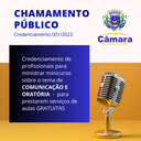 Chamamento Público 001/2023 - Profissionais para ministrar um minicurso com a temática de Comunicação e Oratória Chamamento Público 001/2023 - Profissionais para ministrar um minicurso com a temática de Comunicação e Oratória