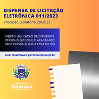 Dispensa de Licitação - Cadernos personalizados e Placa em Aço Inox personalizada com estojo