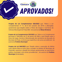 Planos de Cargos e Carreiras da Câmara e Prefeitura e Minha Casa, Minha Vida é pauta de projeto aprovado pela Câmara