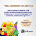 PREGÃO ELETRÔNICO 90001/2024 - AQUISIÇÃO DE FRUTAS, PARA FORNECIMENTO DE LANCHES PARA OS SERVIDORES E VEREADORES DA CÂMARA MUNICIPAL DO PRATA, CONFORME PLANO DE CONTRATAÇÃO ANUAL.