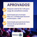 Projeto que reajusta salário de conselheiros tutelares e outras iniciativas são aprovadas pela Câmara Municipal Projeto que reajusta salário de conselheiros tutelares e outras iniciativas são aprovadas pela Câmara Municipal
