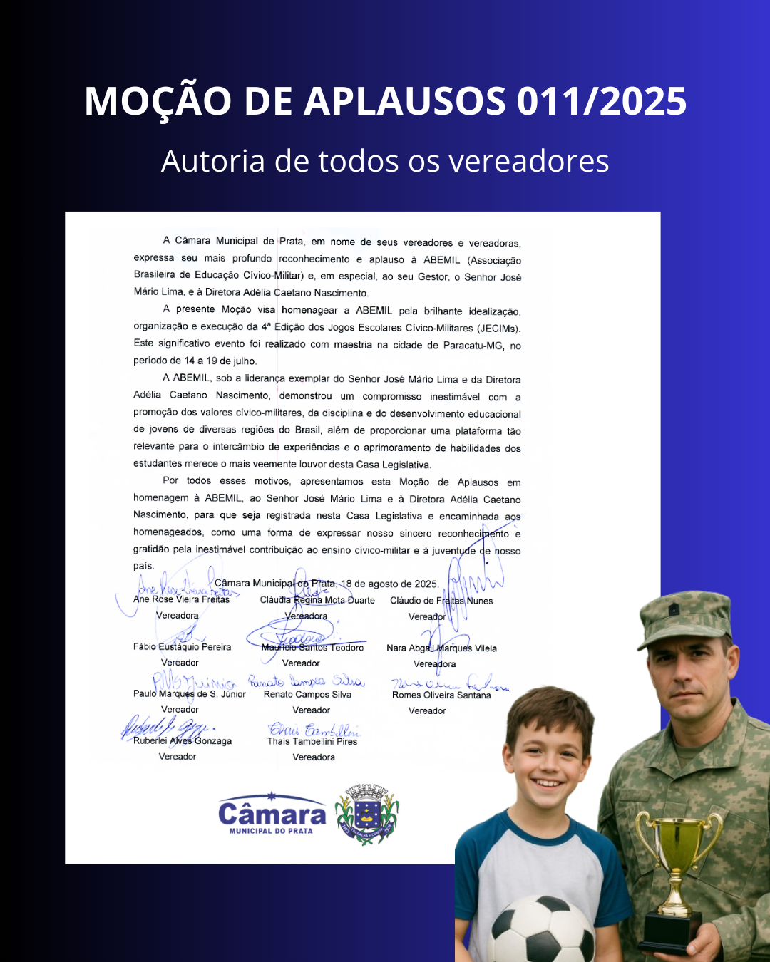 Vereadores aprovam moção de aplauso parabenizando ABEMIL